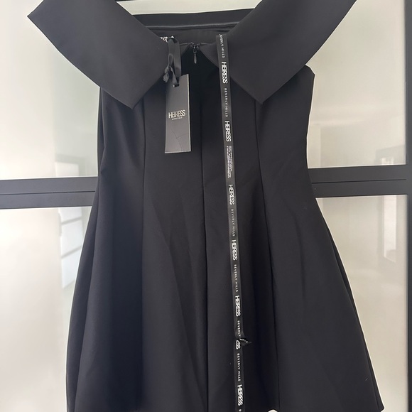 Black Off-Shoulder A-Line Cocktail Dress - Picture 3 of 3